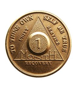 1 Month Bronze AA (Alcoholics Anonymous) - Sober / Sobriety / Birthday / Anniversary / Recovery / Medallion / Coin / Chip